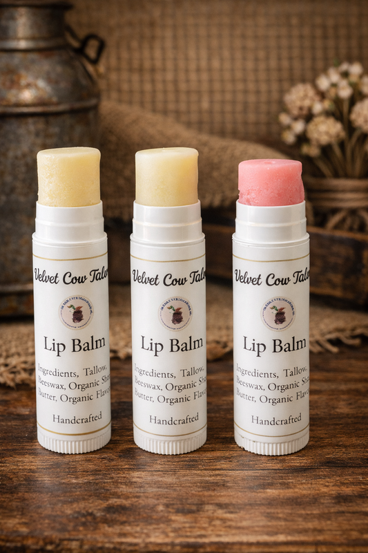 Grass Fed Tallow Lip Balm, Natural Lip Moisturizer, Organic Hydrating Chapstick, Non-Toxic Lip Care