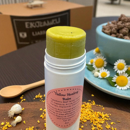 Herbal Skin Balm with Soothing Tallow and Organic Herbs - Natural He@ling Remedy, He@ling Herb Salve  Organic Tallow - Gentle Skin Therapy