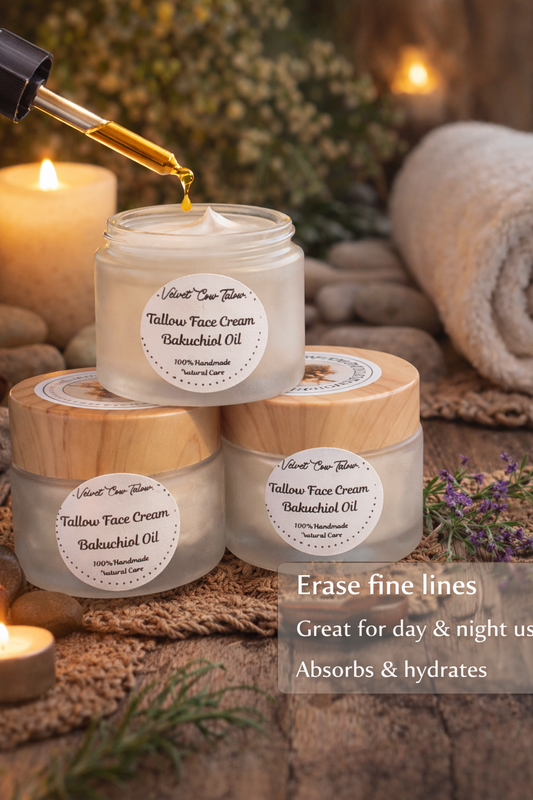 Nourishing Tallow Face Cream with Bakuchiol, Rosehip Oil, Vitamin E & Organic Hyaluronic Acid