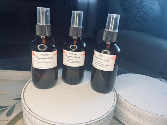Magnesium Magic, Soothe Muscles with All-Natural Sprays, Aromatherapy Magnesium Spray Stress Relief in a Bottle, Rose, Lavender , Unscented